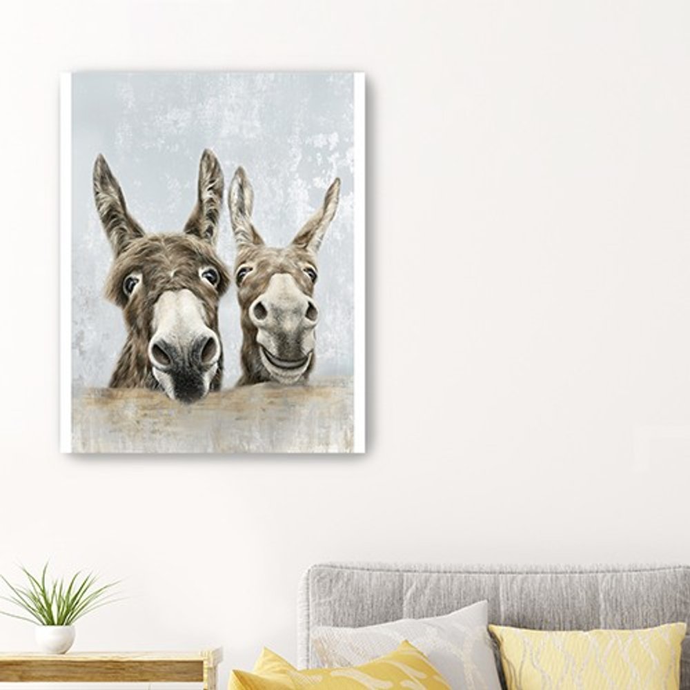 Cute Donkeys Canvas Unframed Print Wall Art — view 11