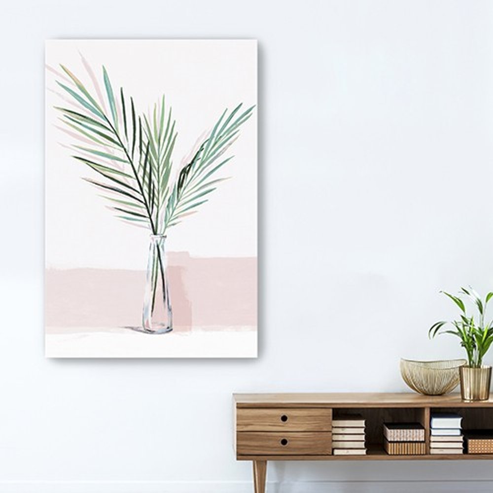 Pretty Green Foliage Pink Unframed Print Wall Art — view 3
