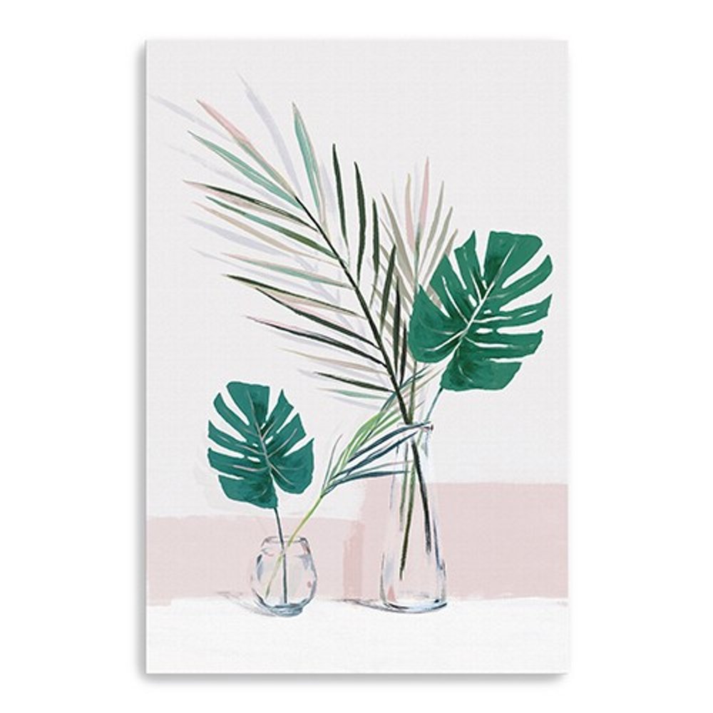 Pretty Green Foliage Leaves Pink Unframed Print Wall Art — view 2