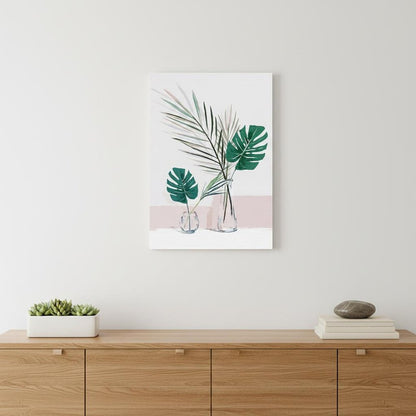 Pretty Green Foliage Leaves Pink Unframed Print Wall Art HomeRoots