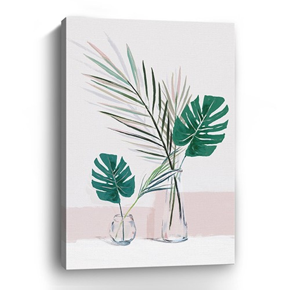 Pretty Green Foliage Leaves Pink Unframed Print Wall Art HomeRoots