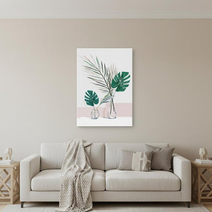 Pretty Green Foliage Leaves Pink Unframed Print Wall Art HomeRoots