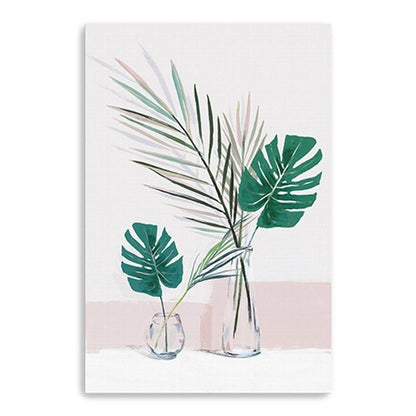 Pretty Green Foliage Leaves Pink Unframed Print Wall Art HomeRoots