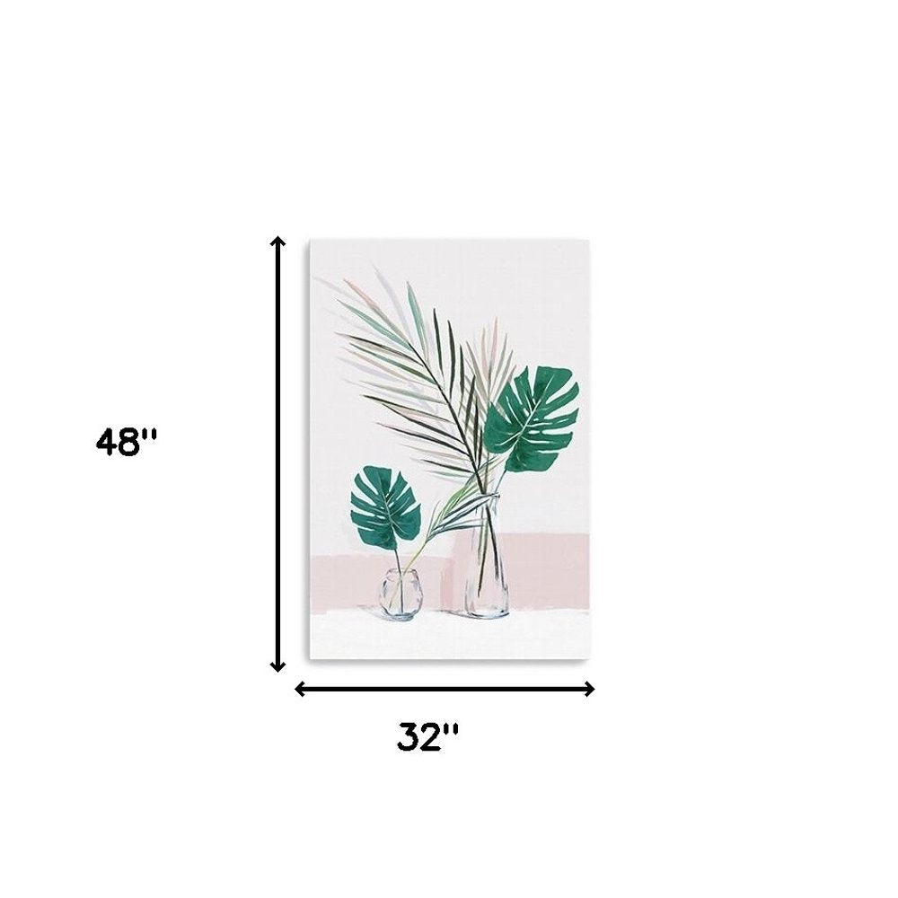 Pretty Green Foliage Leaves Pink Unframed Print Wall Art — view 10