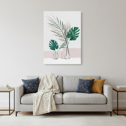 Pretty Green Foliage Leaves Pink Unframed Print Wall Art HomeRoots