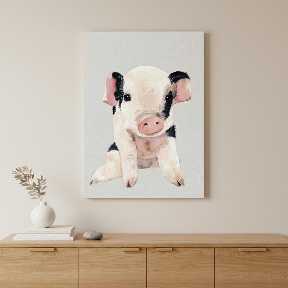 Cute Pink Piglet Unframed Print Wall Art — view 1