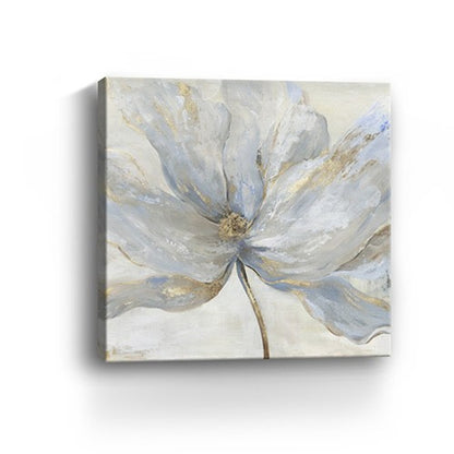 Soft Blue And Grey Flower With Gold Details Unframed Print Wall Art HomeRoots