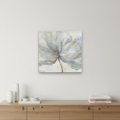 Soft Blue And Grey Flower With Gold Details Unframed Print Wall Art HomeRoots