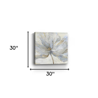 Soft Blue And Grey Flower With Gold Details Unframed Print Wall Art HomeRoots