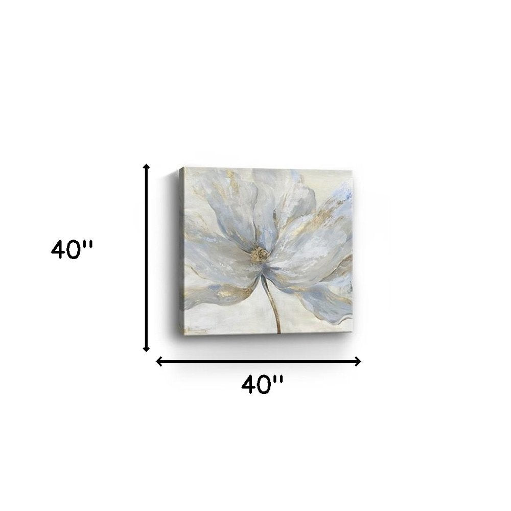 Soft Blue And Grey Flower With Gold Details Unframed Print Wall Art — view 10