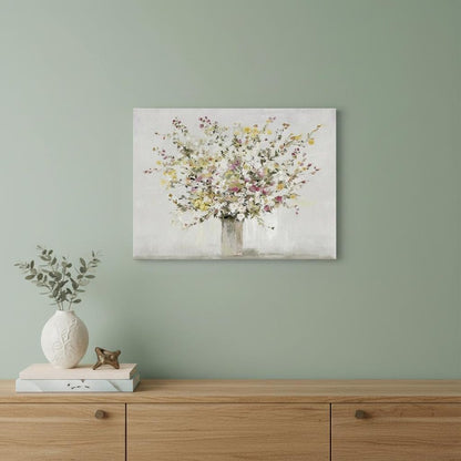 Small Colorful Wildflowers in a Vase Canvas Wall Art HomeRoots