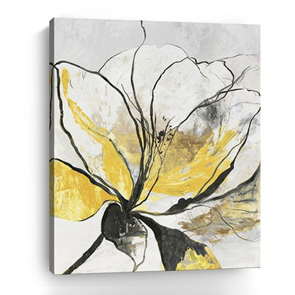 20" Modern Yellow and Black Flower Canvas Wall Art HomeRoots
