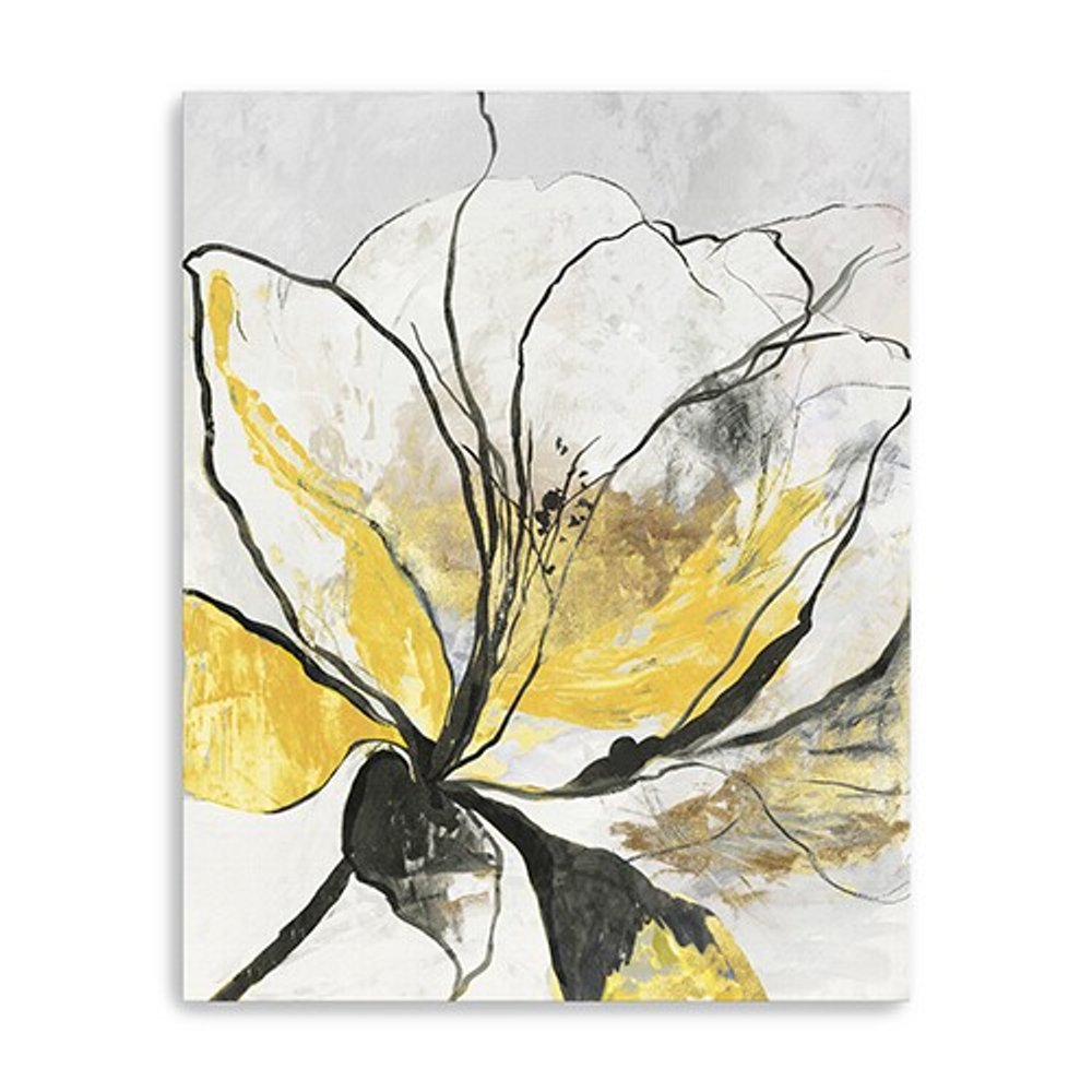 20" Modern Yellow and Black Flower Canvas Wall Art — view 7