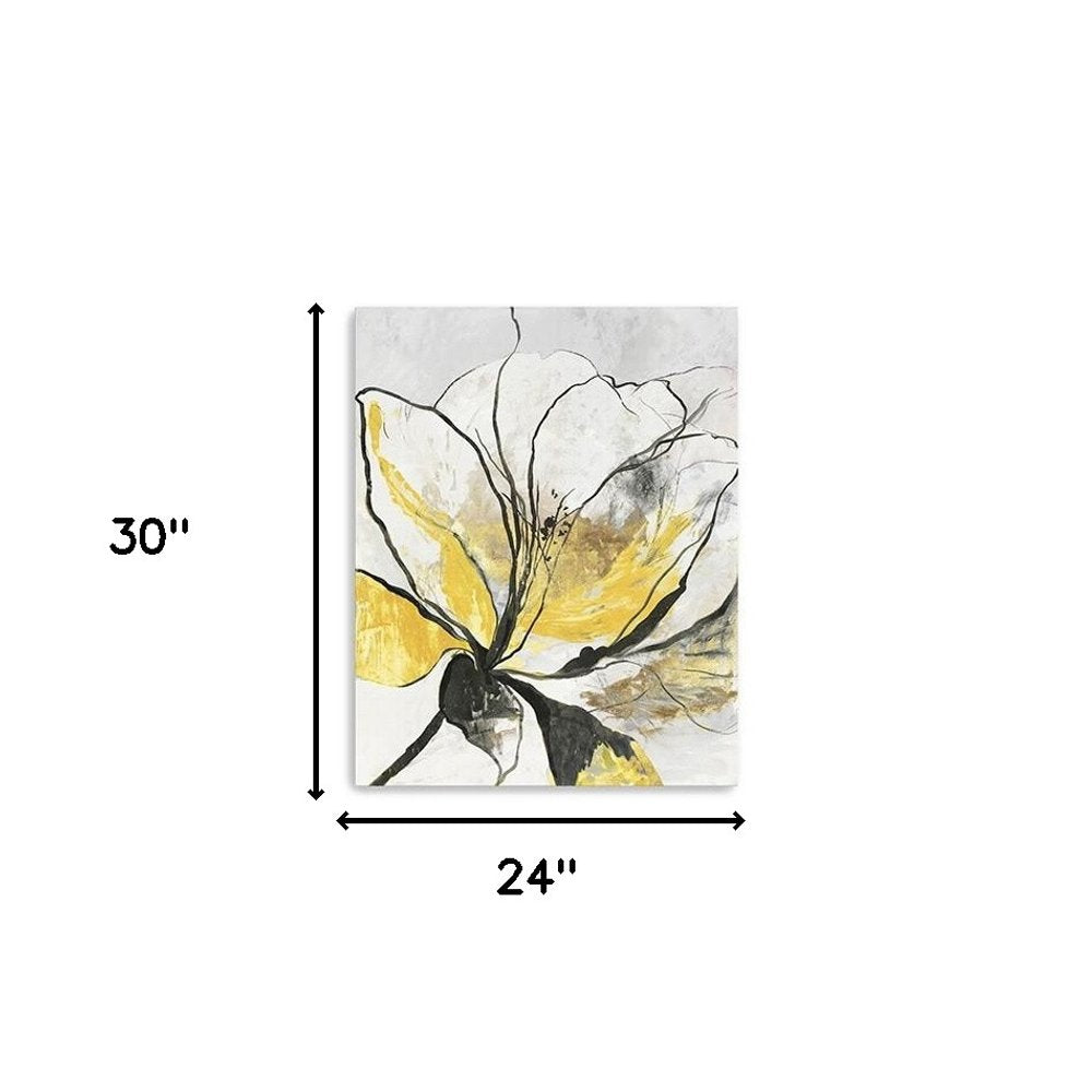 20" Modern Yellow and Black Flower Canvas Wall Art — view 9