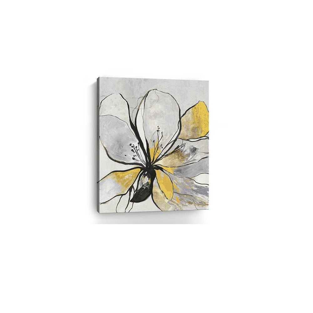 20" Modern Yellow and Black Flower in Bloom Canvas Wall Art — view 3