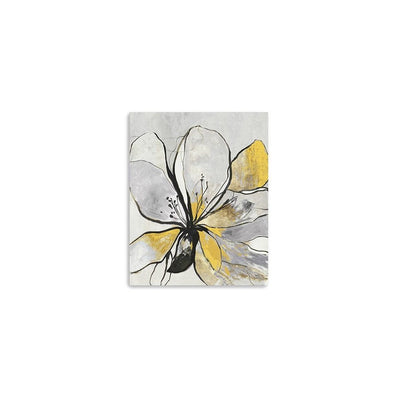 20" Modern Yellow and Black Flower in Bloom Canvas Wall Art HomeRoots