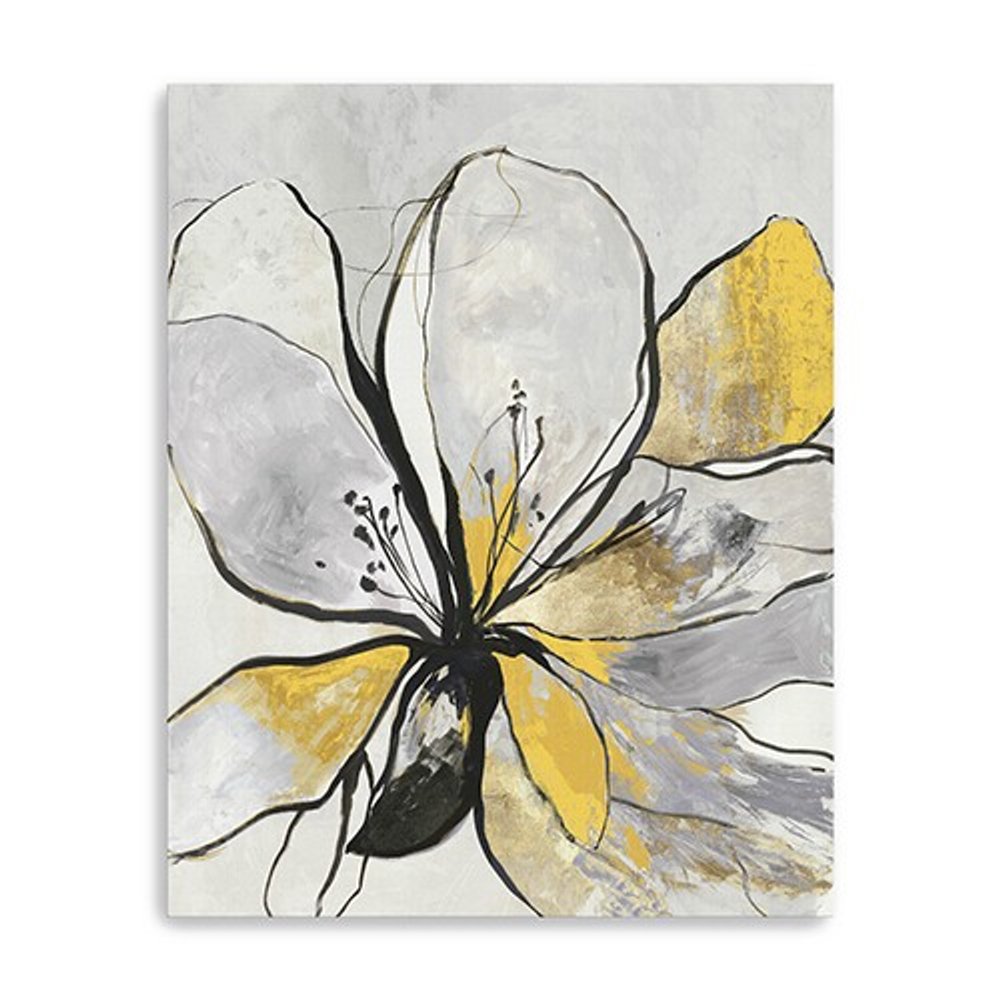 20" Modern Yellow and Black Flower in Bloom Canvas Wall Art — view 7