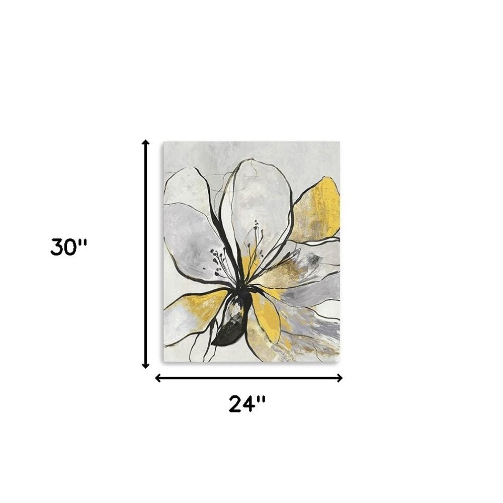 20" Modern Yellow and Black Flower in Bloom Canvas Wall Art — view 10