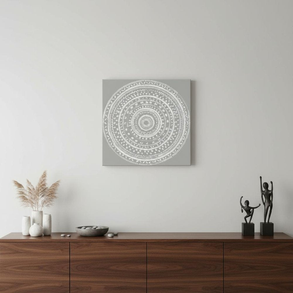 Boho White Mandala Unframed Print Wall Art — view 1