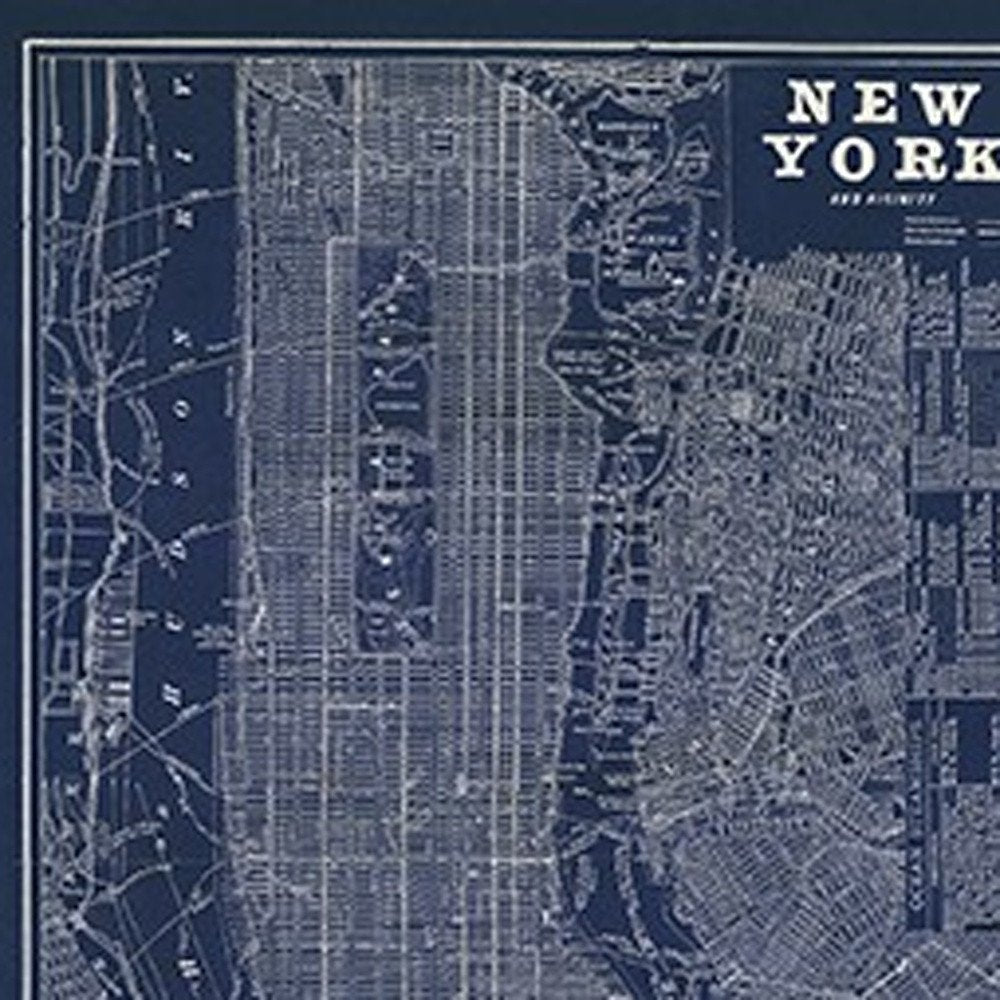 24" x 16" Indigo and White Aerial New York Map Canvas Wall Art — view 6