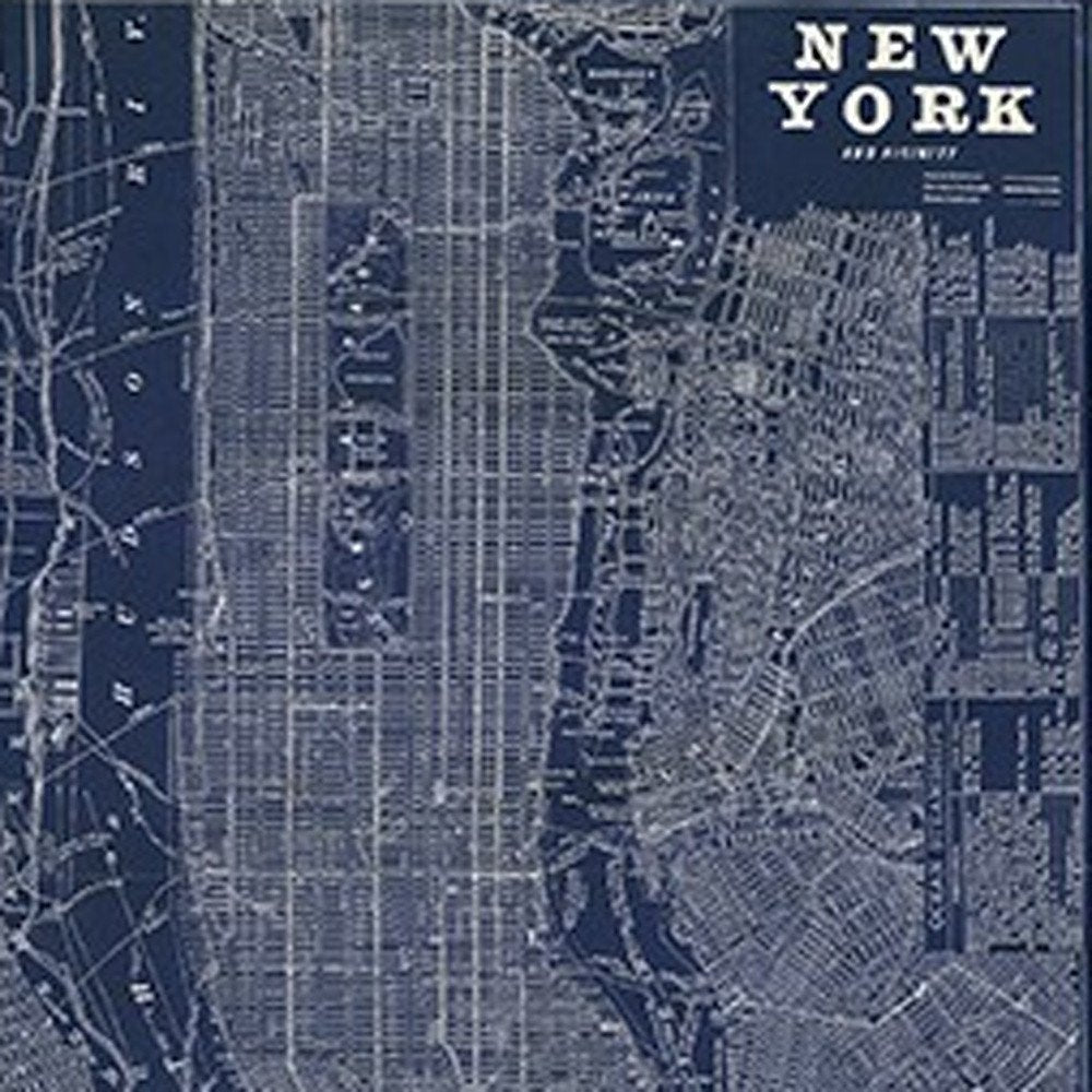 24" x 16" Indigo and White Aerial New York Map Canvas Wall Art HomeRoots