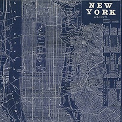 24" x 16" Indigo and White Aerial New York Map Canvas Wall Art HomeRoots