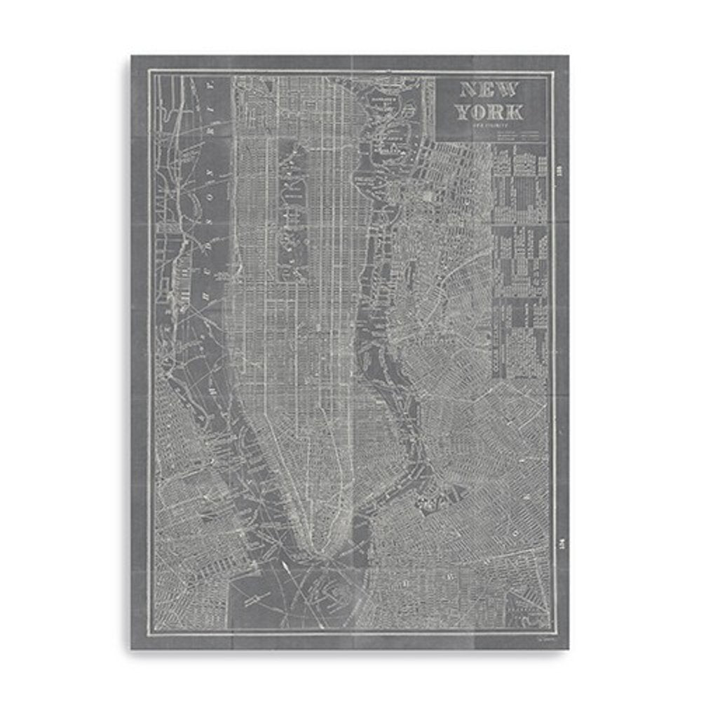 24" x 16" Gray and White Aerial New York Map Canvas Wall Art — view 2
