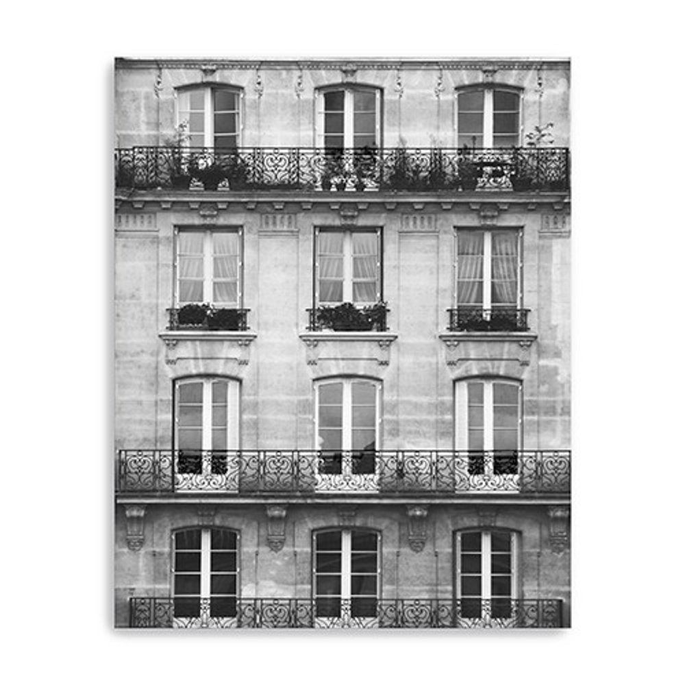 20" x 16" Balcony View Black and White Photo Real Canvas Wall Art — view 3