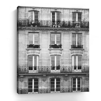 20" x 16" Balcony View Black and White Photo Real Canvas Wall Art HomeRoots