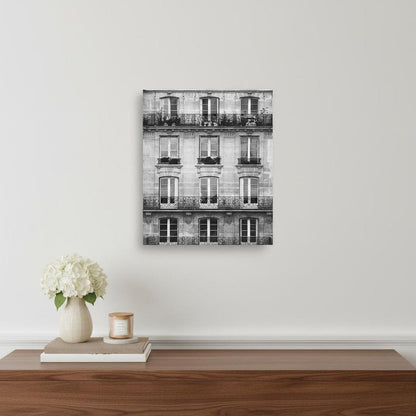 20" x 16" Balcony View Black and White Photo Real Canvas Wall Art HomeRoots
