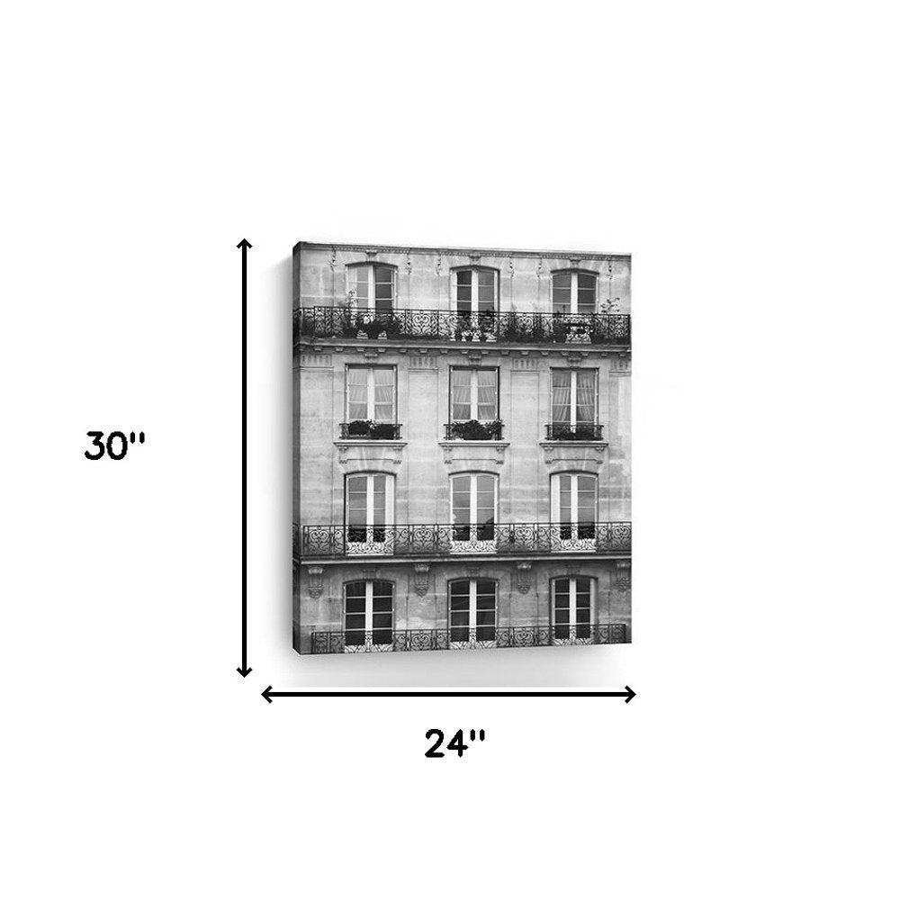 20" x 16" Balcony View Black and White Photo Real Canvas Wall Art — view 7