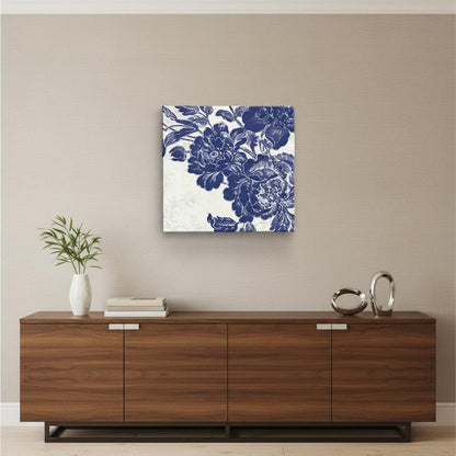 Blue Toile Rose Unframed Print Wall Art HomeRoots