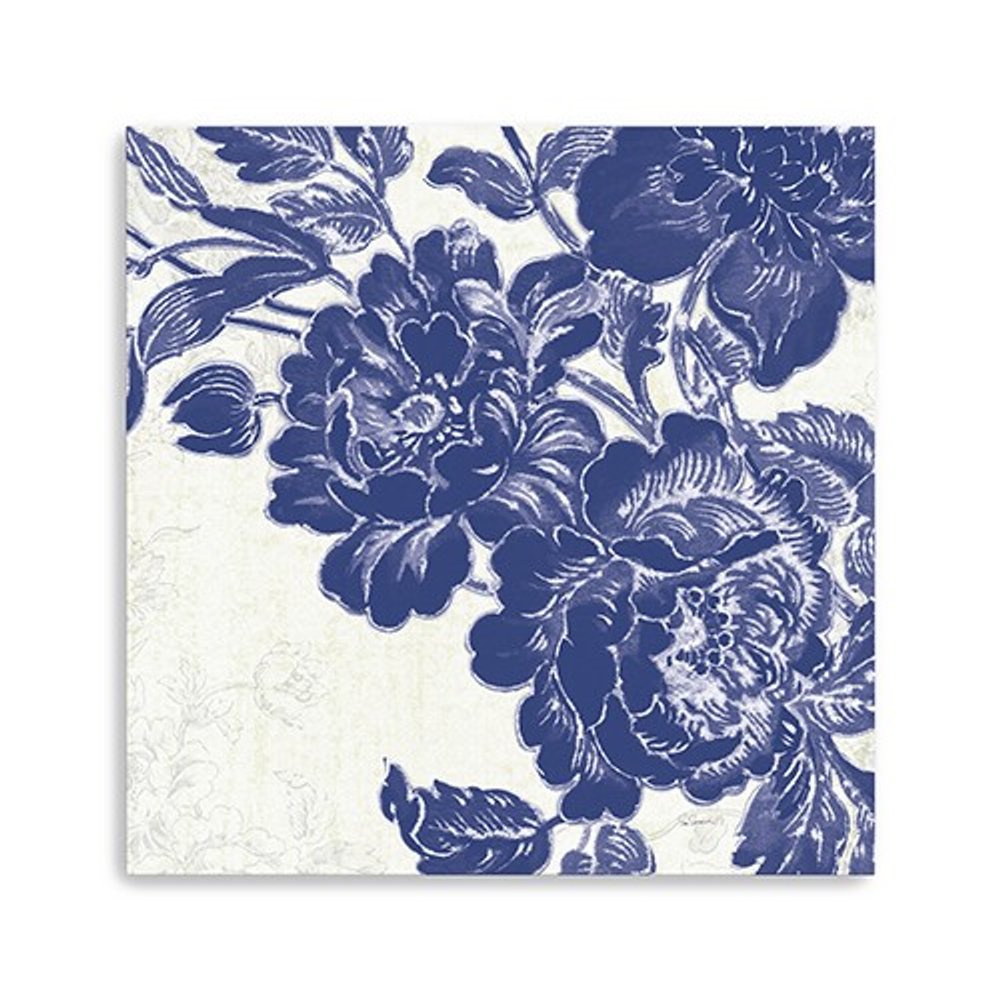 Blue Toile Rose Unframed Print Wall Art HomeRoots