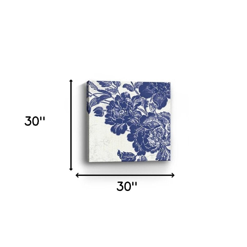 Blue Toile Rose Unframed Print Wall Art HomeRoots