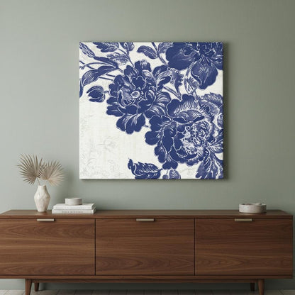 Blue Toile Rose Unframed Print Wall Art HomeRoots