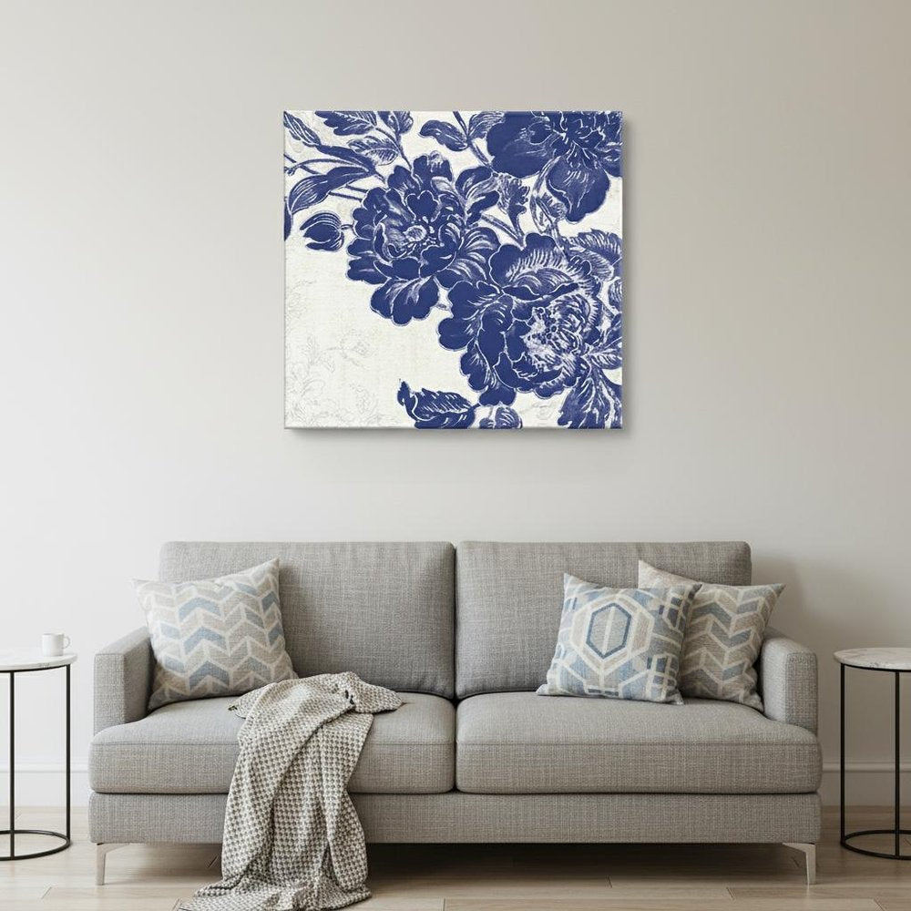 Blue Toile Rose Unframed Print Wall Art HomeRoots