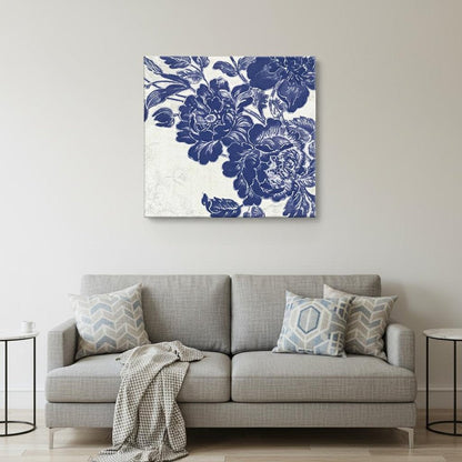 Blue Toile Rose Unframed Print Wall Art HomeRoots