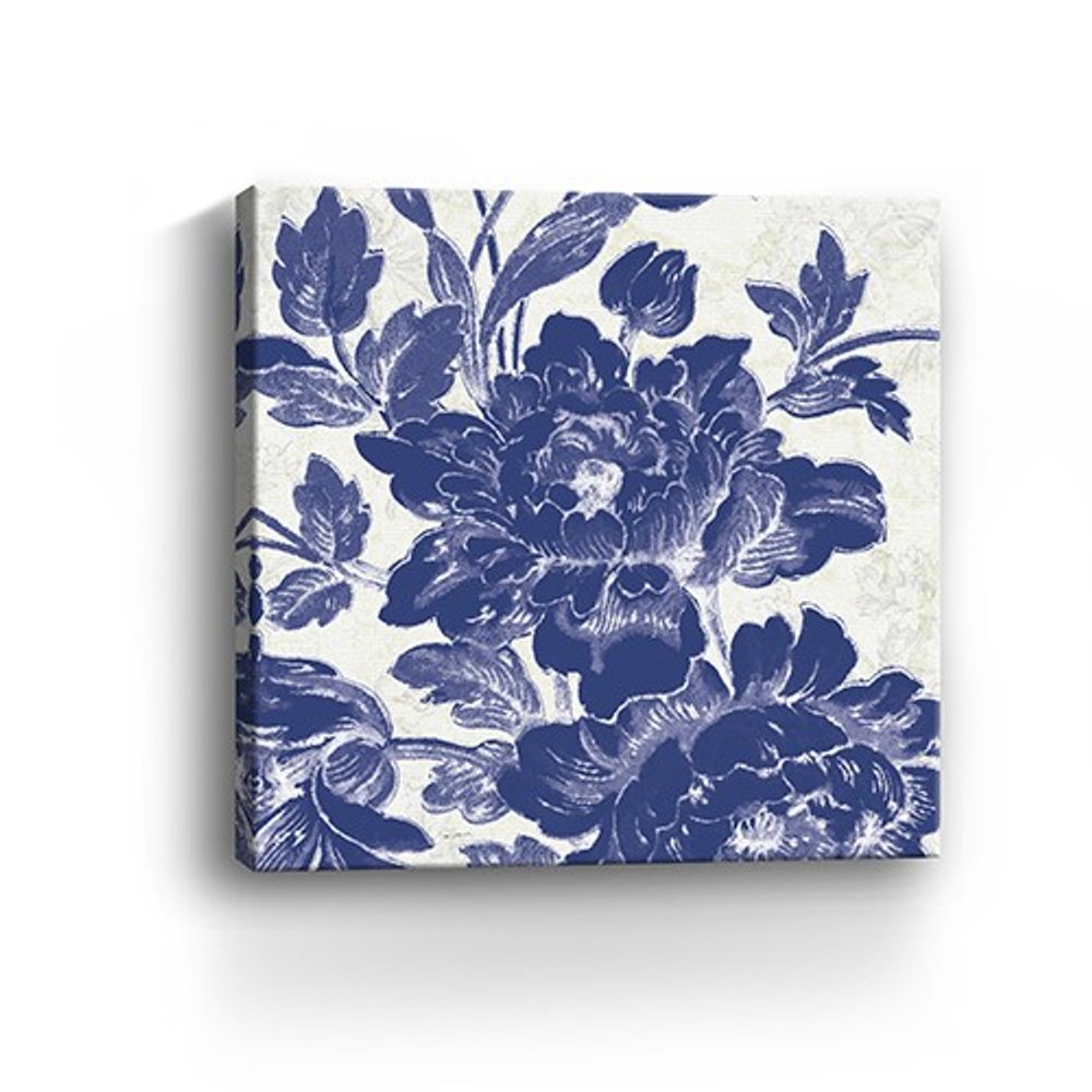 Blue Toile Roses Unframed Print Wall Art HomeRoots