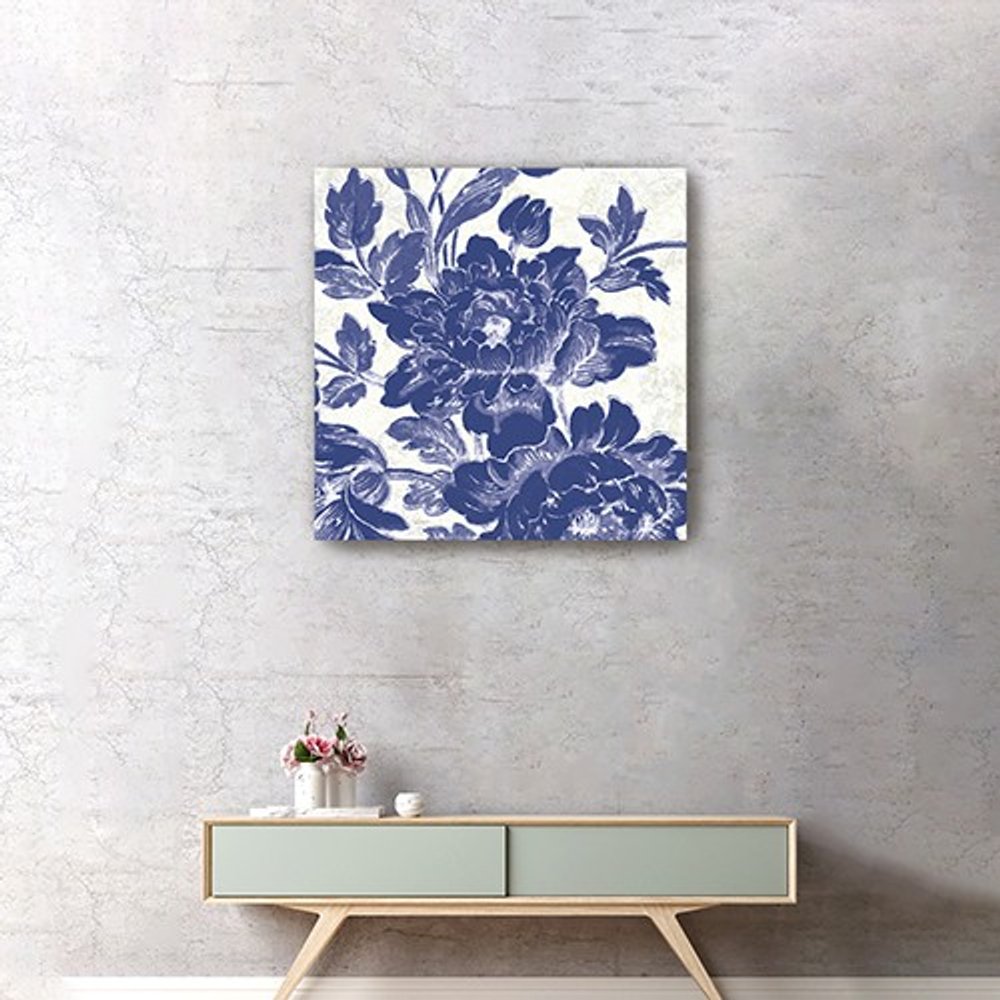 Blue Toile Roses Unframed Print Wall Art — view 8