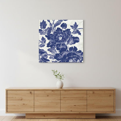 Blue Toile Roses Unframed Print Wall Art HomeRoots