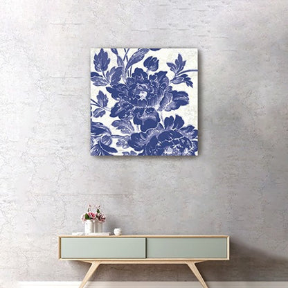 Blue Toile Roses Unframed Print Wall Art HomeRoots