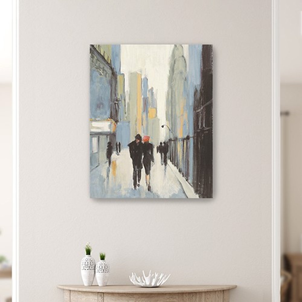 20" x 16" Watercolor Walk in the City Canvas Wall Art HomeRoots