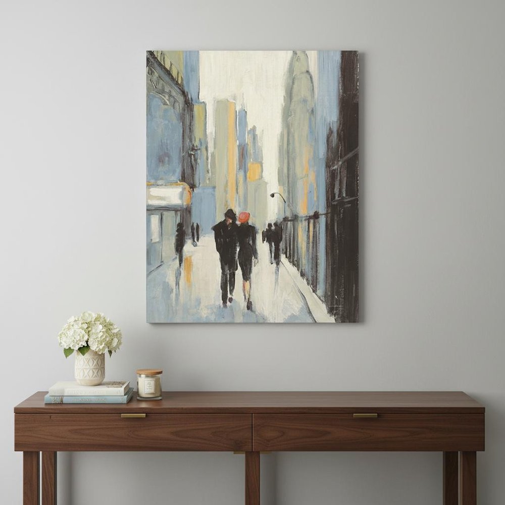 20" x 16" Watercolor Walk in the City Canvas Wall Art HomeRoots