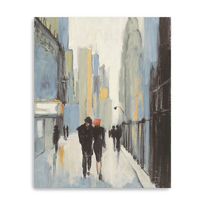20" x 16" Watercolor Walk in the City Canvas Wall Art HomeRoots