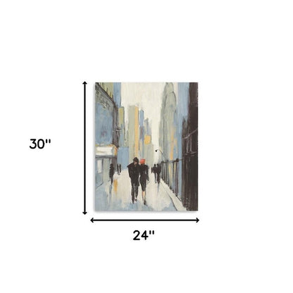20" x 16" Watercolor Walk in the City Canvas Wall Art HomeRoots