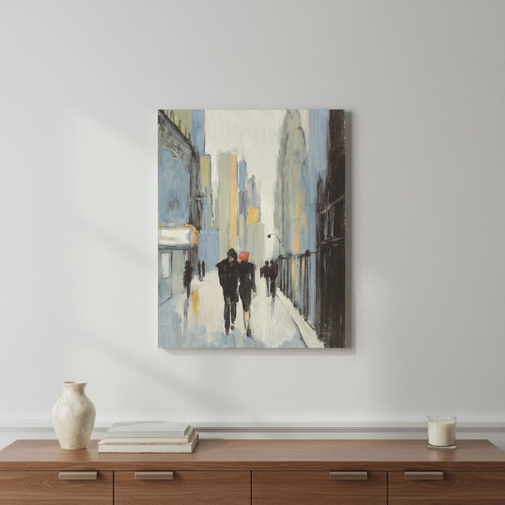 20" x 16" Watercolor Walk in the City Canvas Wall Art HomeRoots