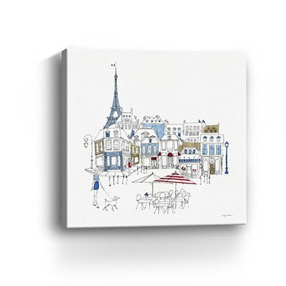 French Caf With Red And Blue Accents Unframed Print Wall Art HomeRoots