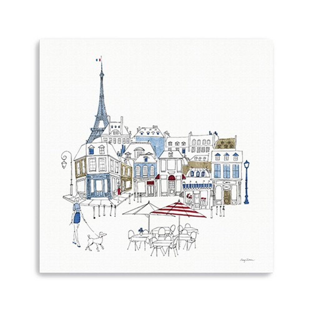 French Caf With Red And Blue Accents Unframed Print Wall Art — view 6