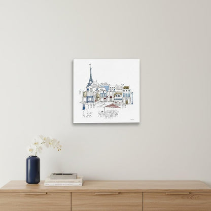 French Caf With Red And Blue Accents Unframed Print Wall Art HomeRoots