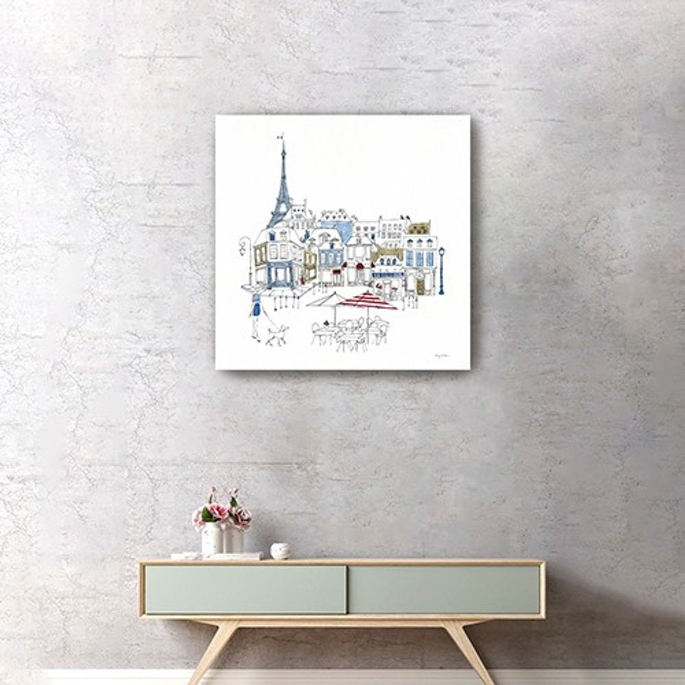 French Caf With Red And Blue Accents Unframed Print Wall Art — view 12